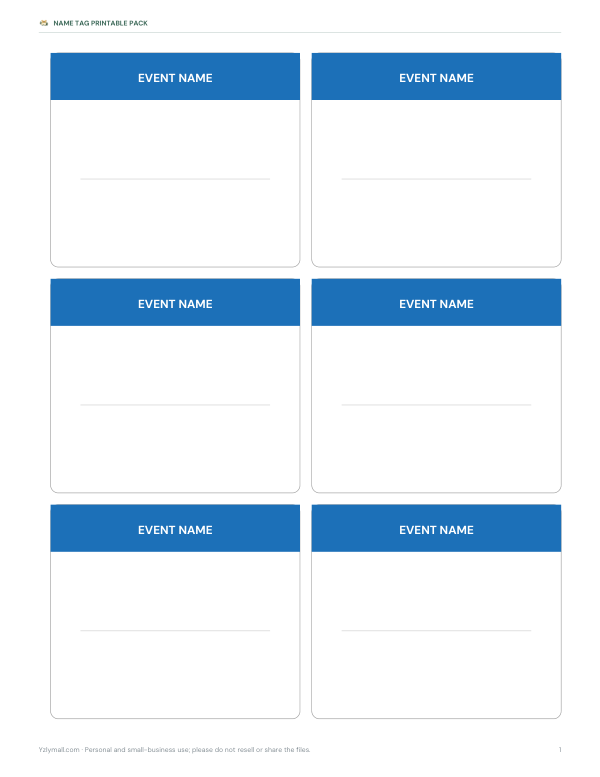 Preview of Free Printable Name Tag Inserts